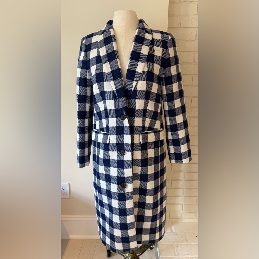 J. Crew Alfie Buffalo Check Coat in Italian Wool size 6 NWT